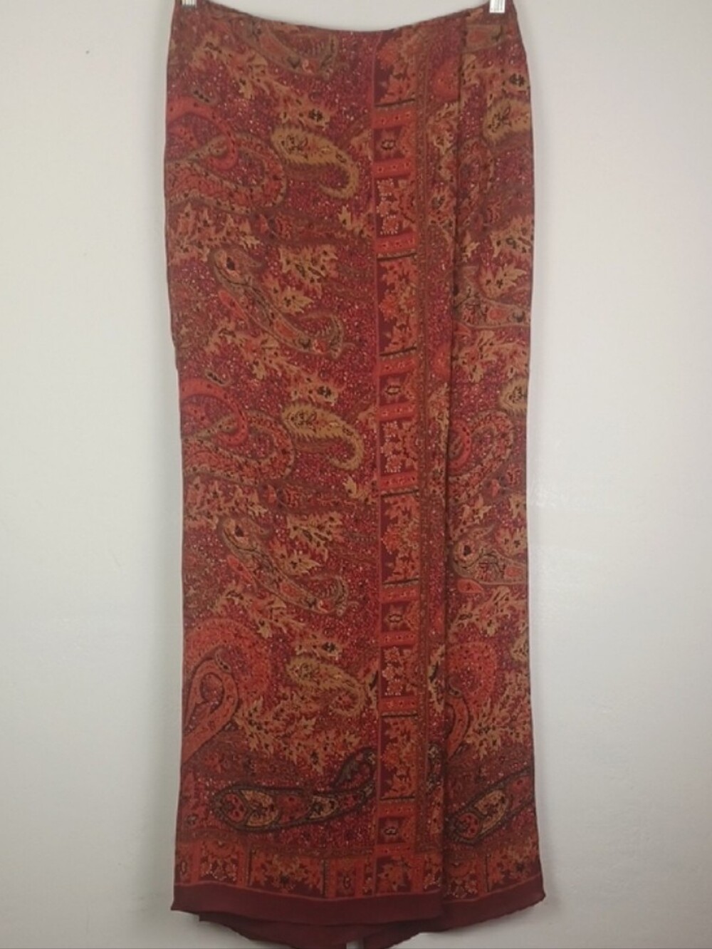 Anthracite 100% Silk Paisley Maxi Skirt Boho Gypsie Carefree Style - Picture 14 of 15